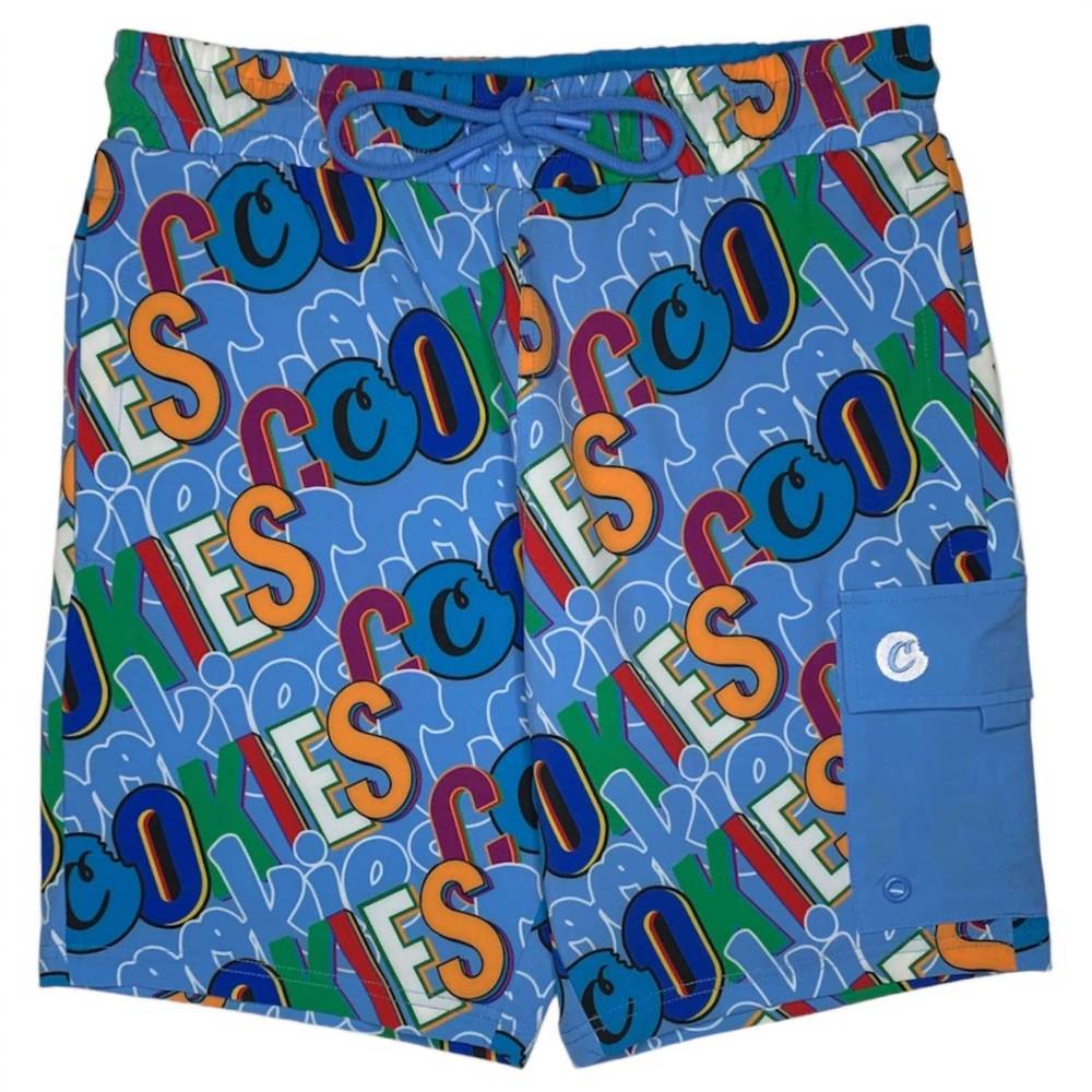 NEW COOKIES men's on the block pull on swim trunk in sky blue